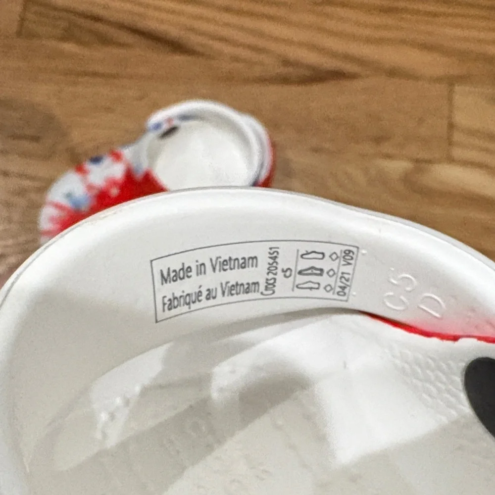 Baby Tie-Dye Crocs - Red, Blue, and White